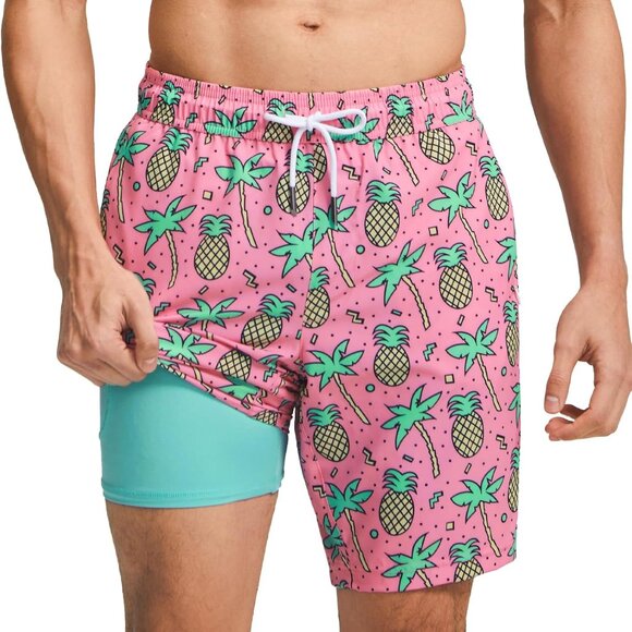 Mens Swim Trunks with Compression Liner 9 Inch Stretch Quick Dry Swim Shorts wit
